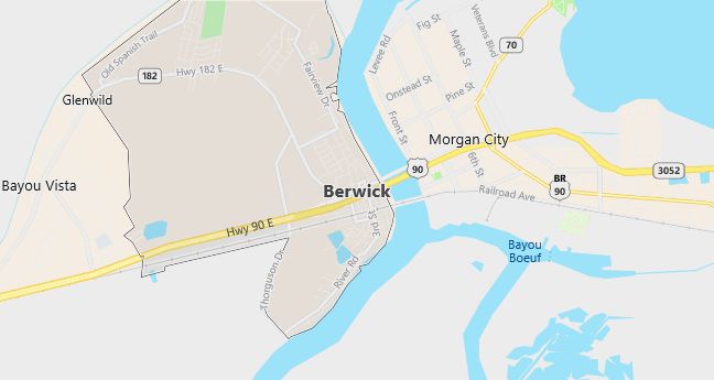 Map of Berwick, LA