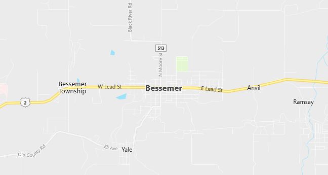 Map of Bessemer, MI