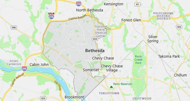 Map of Bethesda, MD