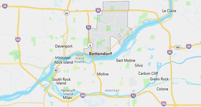 Map of Bettendorf, IA