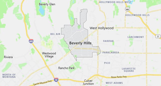 Map of Beverly Hills, CA