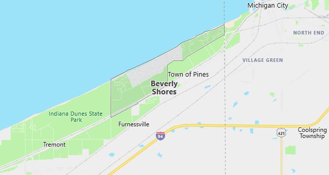 Map of Beverly Shores, IN