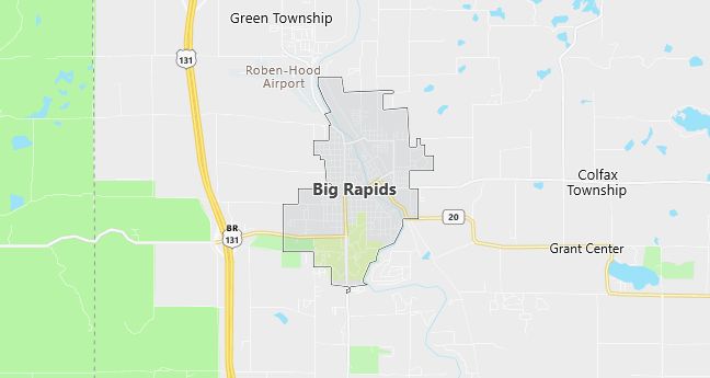 Map of Big Rapids, MI