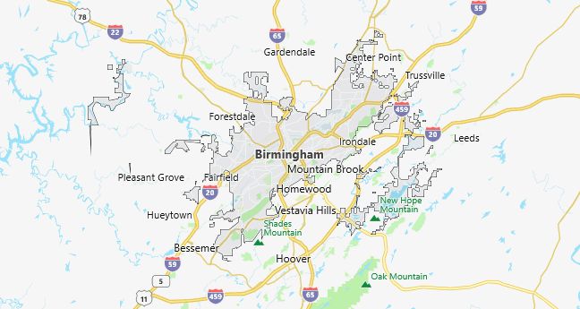 Map of Birmingham, AL