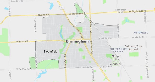 Map of Birmingham, MI