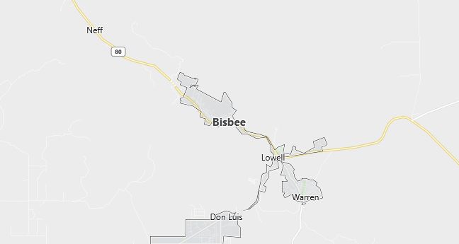 Map of Bisbee, AZ