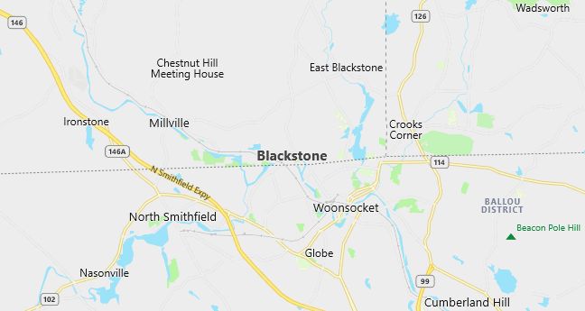 Map of Blackstone, MA