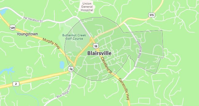 Map of Blairsville, GA