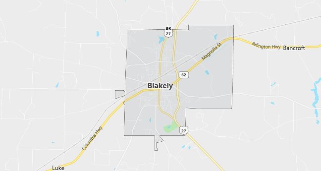 Map of Blakely, GA