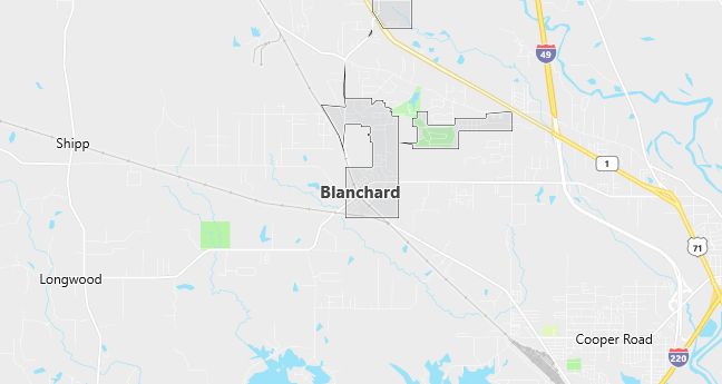 Map of Blanchard, LA