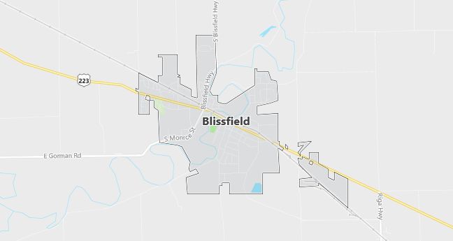 Map of Blissfield, MI