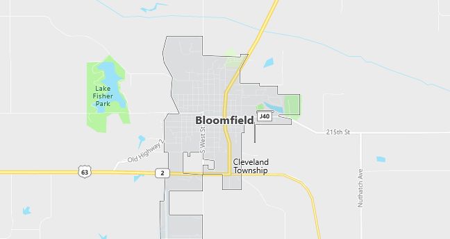 Map of Bloomfield, IA