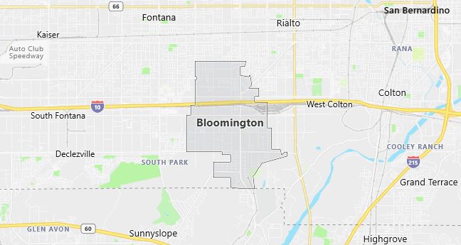 Map of Bloomington, CA