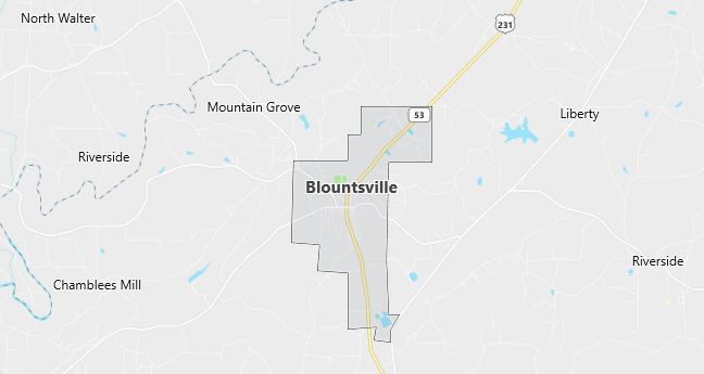 Map of Blountsville, AL