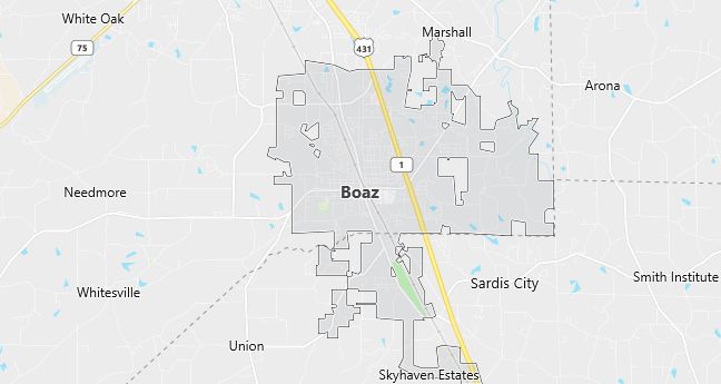 Map of Boaz, AL