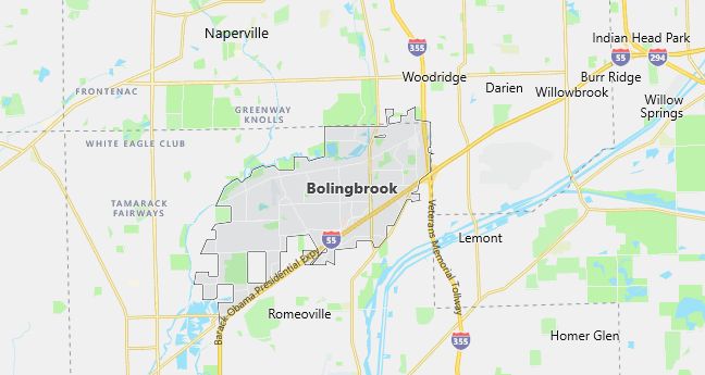 Map of Bolingbrook, IL