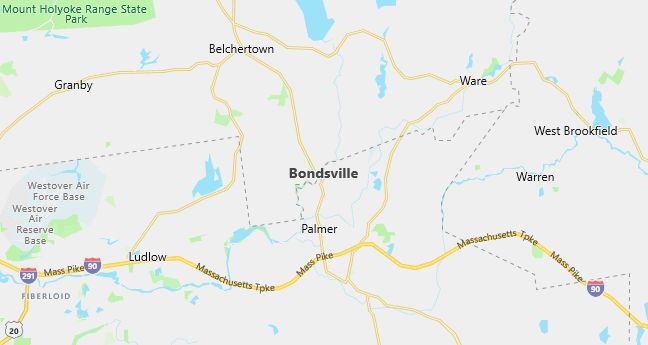 Map of Bondsville, MA