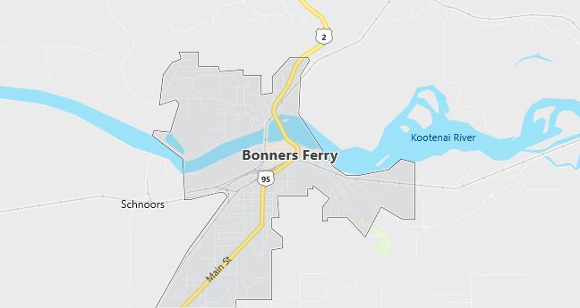 Map of Bonners Ferry, ID