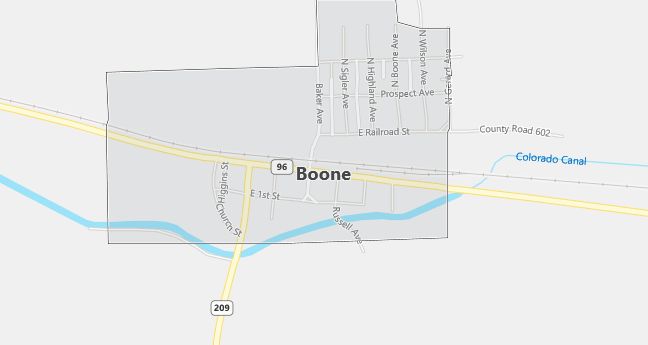 Map of Boone, CO