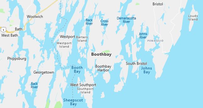 Map of Boothbay, ME