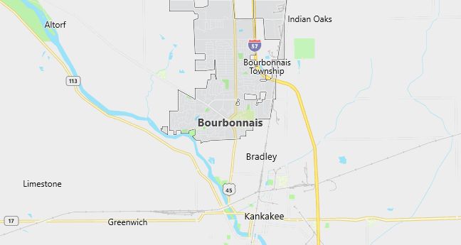 Map of Bourbonnais, IL