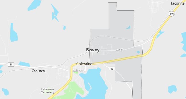 Map of Bovey, MN