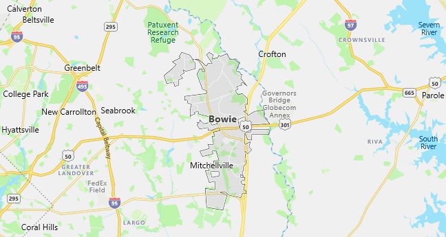 Map of Bowie, MD