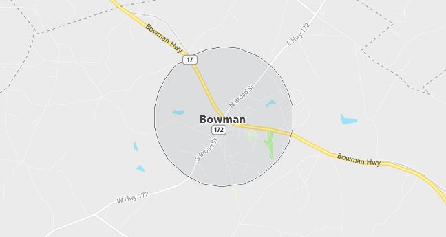 Map of Bowman, GA