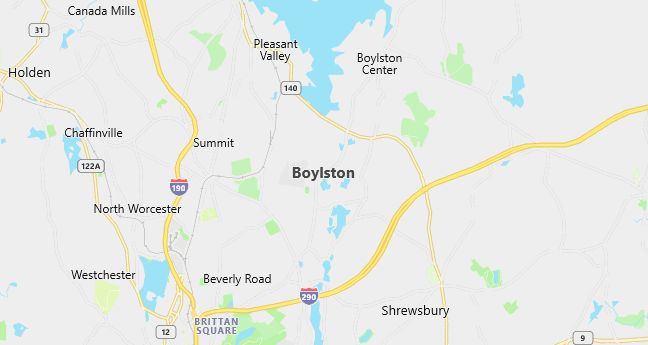 Map of Boylston, MA