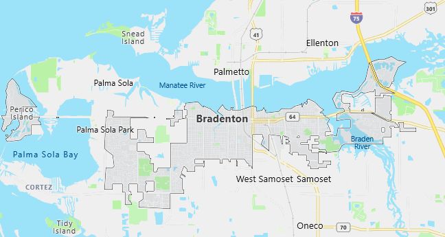 Map of Bradenton, FL