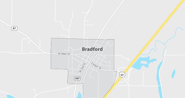 Map of Bradford, AR