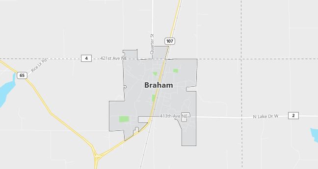 Map of Braham, MN