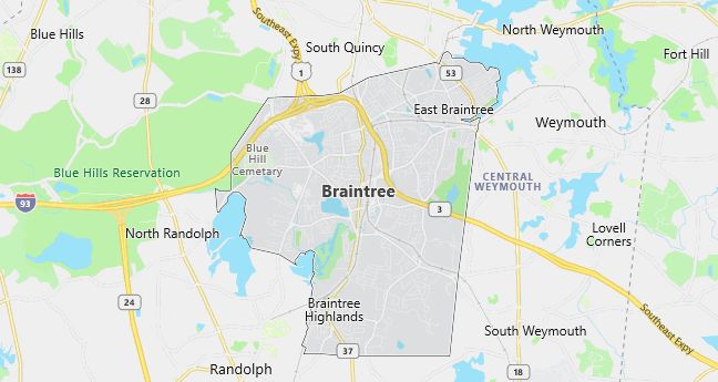 Map of Braintree, MA