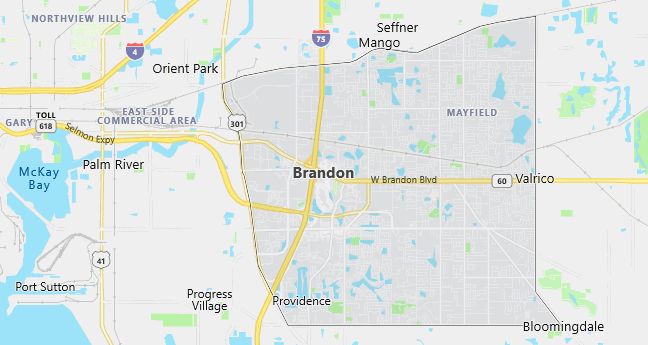 Map of Brandon, FL