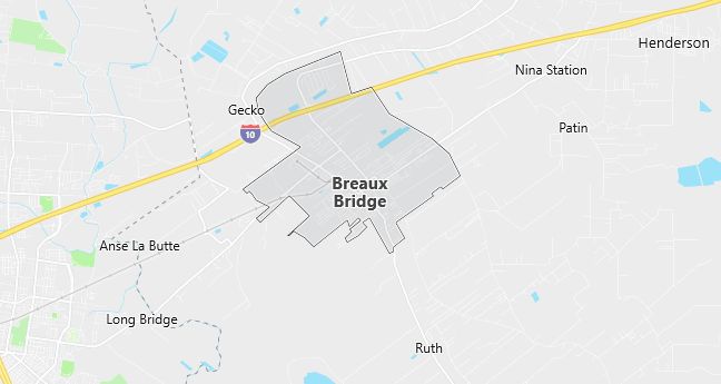 Map of Breaux Bridge, LA