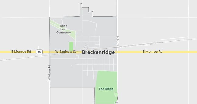 Map of Breckenridge, MI