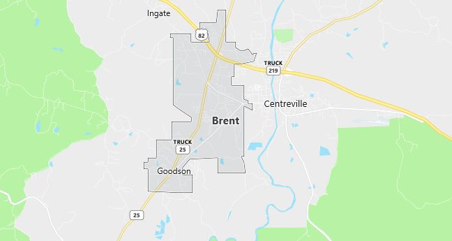 Map of Brent, AL