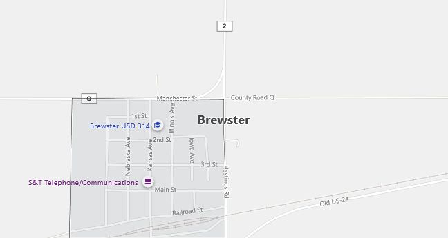 Map of Brewster, KS