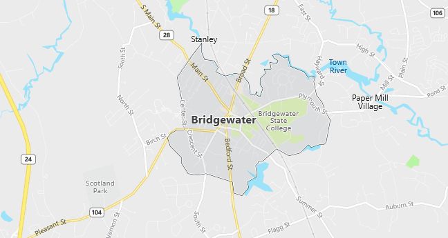 Map of Bridgewater, MA