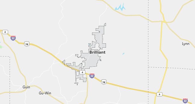 Map of Brilliant, AL