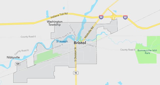 Map of Bristol, IN