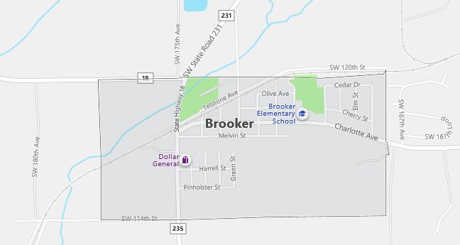 Map of Brooker, FL