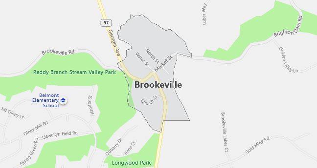 Map of Brookeville, MD