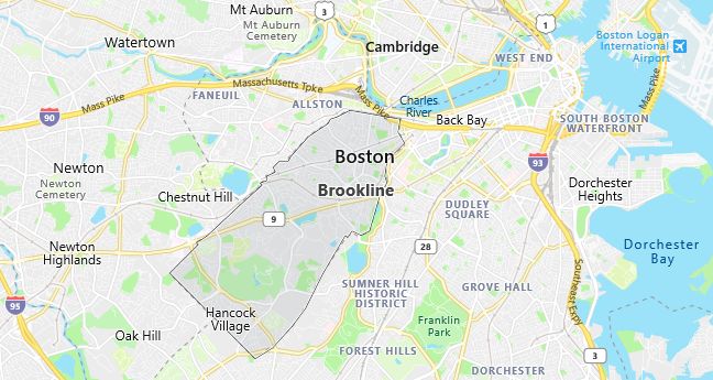 Map of Brookline, MA