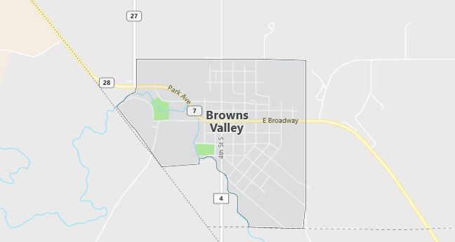 Map of Browns Valley, MN