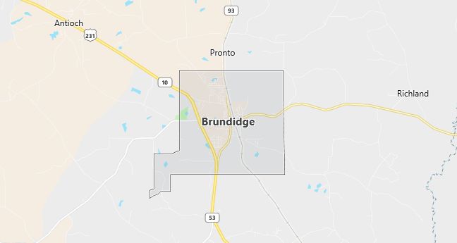 Map of Brundidge, AL