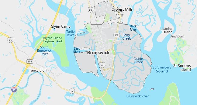 Map of Brunswick, GA