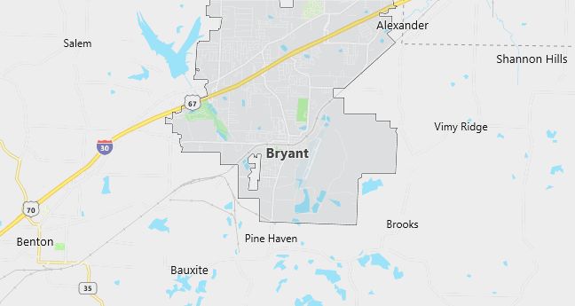 Map of Bryant, AR