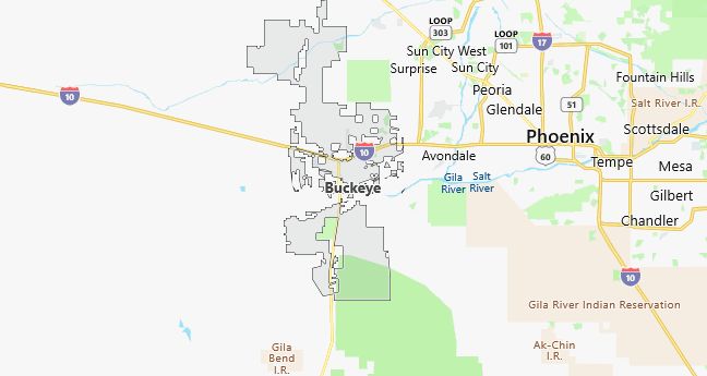 Map of Buckeye, AZ