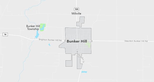 Map of Bunker Hill, IL